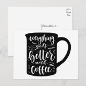 Carte Postale Drôle Addict Caféine Citation Hello Love (Devant / Derrière)