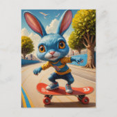 Carte Postale Drôle adorable Skateboard Cute Rabbit (Devant)