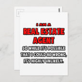Carte Postale Drôle Agent Immobilier .. Très improbable (Devant / Derrière)
