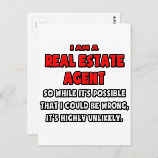 Carte Postale Drôle Agent Immobilier .. Très improbable (Devant / Derrière)