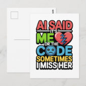 Carte Postale Drôle AI Coding Quote - Humour programmeur (Devant / Derrière)