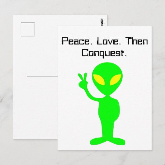Carte Postale Drôle Alien Sci-Fi Cartoon Art Extraterrestre (Devant / Derrière)