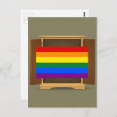 Carte Postale Drôle amusant arc-en-ciel LGBT sortir du placard (Devant / Derrière)