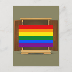 Carte Postale Drôle amusant arc-en-ciel LGBT sortir du placard