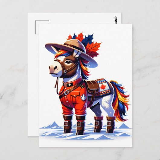 Carte Postale Drôle âne Canada à thème âne (Devant / Derrière)