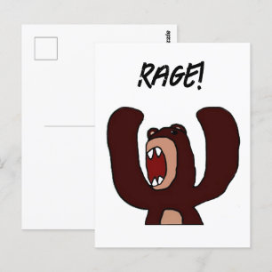 Carte Postale Drôle Angry Brown Bear Cartoon - Stress Out