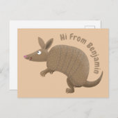 Carte Postale Drôle armadillo joyeux dessin animé (Devant / Derrière)