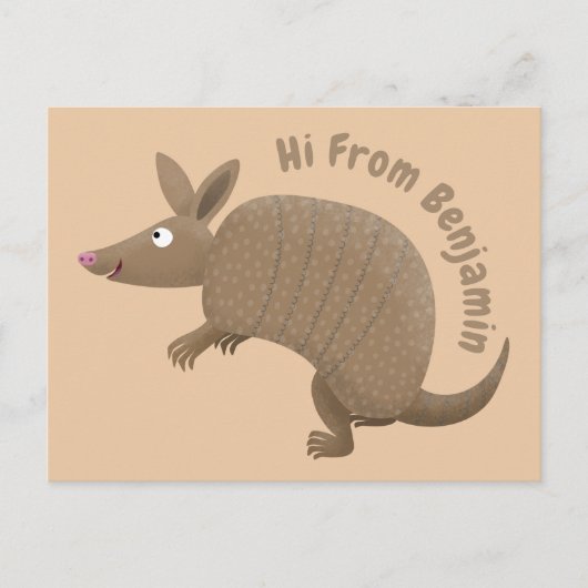 Carte Postale Drôle armadillo joyeux dessin animé (Devant)