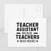 Carte Postale drôle assistant enseignant blague (Devant / Derrière)