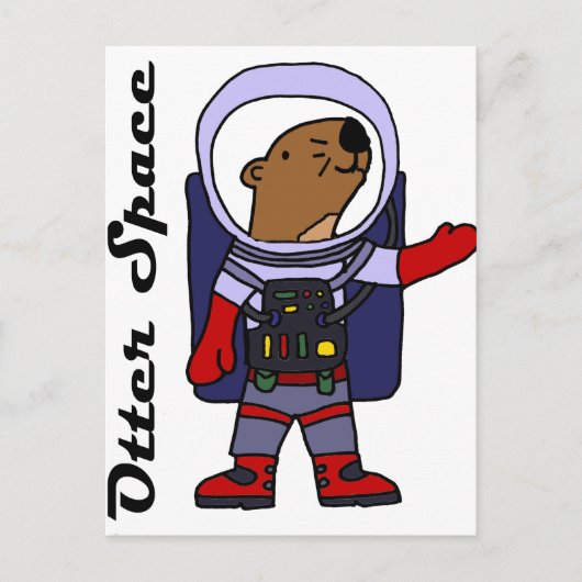 Carte Postale Drôle Astronaut de loutres de mer dans le dessin d (Devant)
