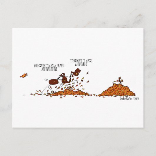 Carte Postale Drôle automne saison Horse & Papillon Cartoon (Devant)