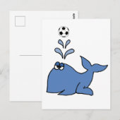 Carte Postale Drôle Baleine Jouer Soccer Dessin (Devant / Derrière)