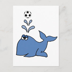 Carte Postale Drôle Baleine Jouer Soccer Dessin