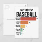 Carte Postale Drôle Baseball Sport Pourquoi J'Ai Perdu À Basebal (Devant / Derrière)