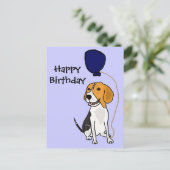 Carte Postale Drôle Beagle tenant le ballon (Debout devant)