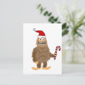 Carte Postale Drôle Bigfoot dans le chapeau de Noël (Debout devant)
