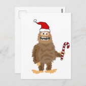 Carte Postale Drôle Bigfoot dans le chapeau de Noël (Devant / Derrière)