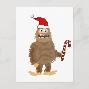 Carte Postale Drôle Bigfoot dans le chapeau de Noël
