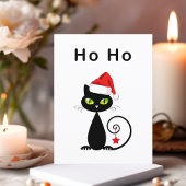 Carte Postale Drôle Black Ho Ho Père Noël Chat de Noël