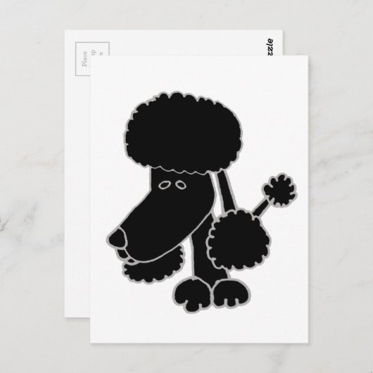 Carte Postale Drôle Black Poodle Chien Chien Chien Caricature (Devant / Derrière)
