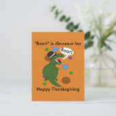 Carte Postale Drôle Bon thanksgiving Dinosaur Personnaliser (Debout devant)