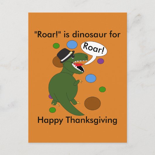 Carte Postale Drôle Bon thanksgiving Dinosaur Personnaliser (Devant)