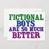 Carte Postale Drôle Bookworm Fictional Boys Sont Tant Mieux (Devant / Derrière)