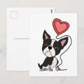 Carte Postale Drôle Boston Terrier Love Cartoon (Devant / Derrière)