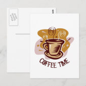 Carte Postale Drôle bouge chaude à vapeur disant "Café Time"! (Devant / Derrière)