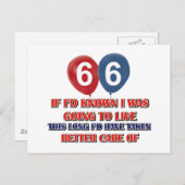 Carte Postale Drôle cadeau d'anniversaire de 66 ans (Devant / Derrière)