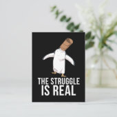 Carte Postale Drôle Cadeaux De Pingouin Hommes La Lutte Est Réel (Debout devant)