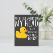 Carte Postale Drôle canard en caoutchouc Little Voices dans ma t (Debout devant)