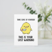 Carte Postale Drôle canard Jaune Légende Dit : (Debout devant)