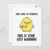 Carte Postale Drôle canard Jaune Légende Dit : (Devant / Derrière)