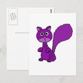Carte Postale Drôle caricature d'écureuil pourpre (Devant / Derrière)