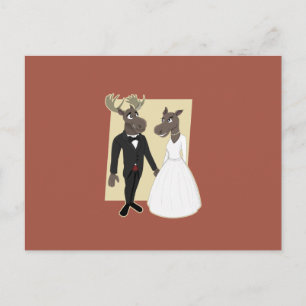 Carte Postale Drôle Caricature du Mariage d'orignal