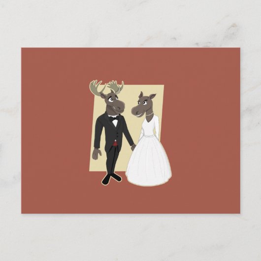 Carte Postale Drôle Caricature du Mariage d'orignal (Devant)