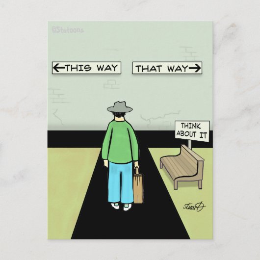 Carte Postale Drôle Caricature Procrastination (Devant)