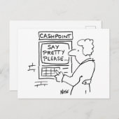 Carte Postale Drôle Cartoon Bank Distributeur Automatique Dit S' (Devant / Derrière)