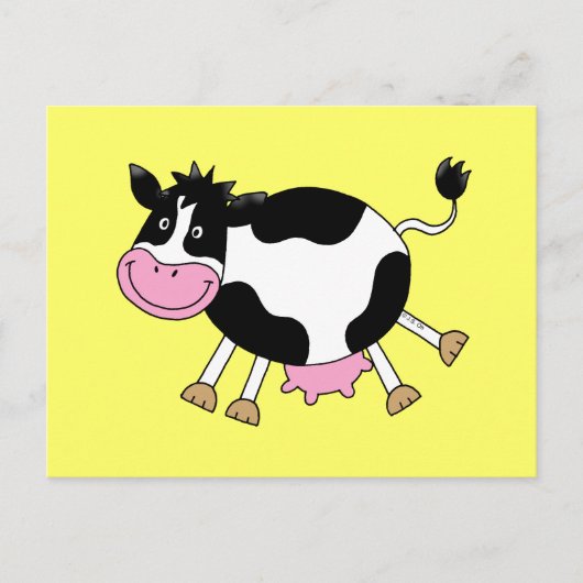 Carte Postale Drôle Cartoon Cow Postcard Design (Devant)