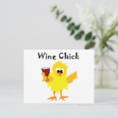 Carte Postale Drôle Cartoon de poulet à vin (Debout devant)