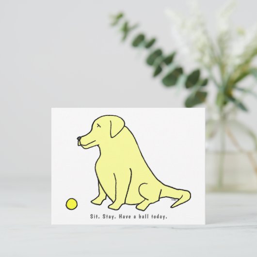 Carte Postale Drôle Cartoon Laboratoire Jaune Pour Un Chien Maig (Debout devant)