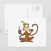 Carte Postale Drôle Cartoon Pizza Singe (Devant / Derrière)