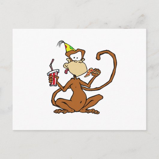 Carte Postale Drôle Cartoon Pizza Singe (Devant)