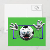 Carte Postale Drôle Cartoon Soccer Ball (Devant / Derrière)