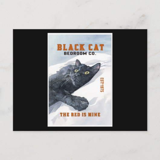 Carte Postale Drôle Chambre Chat Noir Le Lit Est Mon Amoureux de (Devant)