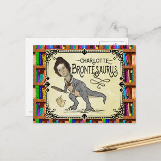 Carte Postale Drôle Charlotte Bronte Saurus Dinosaur Lecteur de
