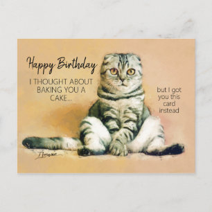Carte Postale Drôle Chat Paresseux Joyeux Anniversaire