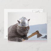 Carte Postale Drôle chat viking (Devant / Derrière)