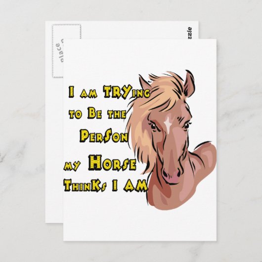 Carte Postale Drôle Cheval (Devant / Derrière)